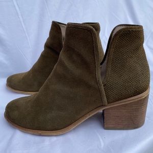 Nordstrom Olive Suede Booties with Cutout Detail
